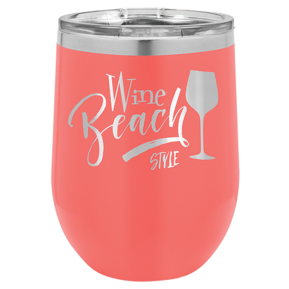 Custom Engraved Polar Camel 12 oz. Stemless Wine Tumbler with Standard Lid