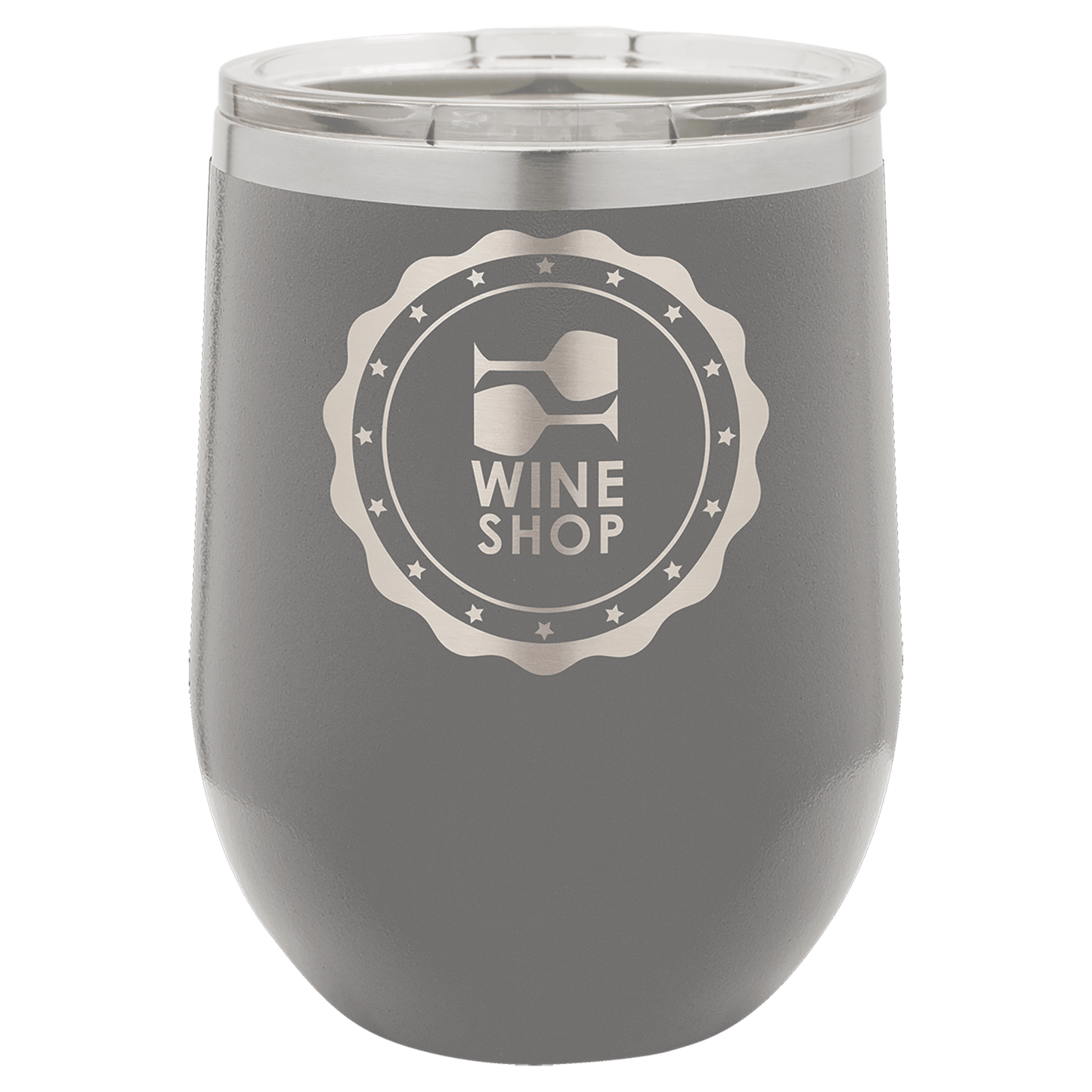 Custom Engraved Polar Camel 12 oz. Stemless Wine Tumbler with Standard Lid