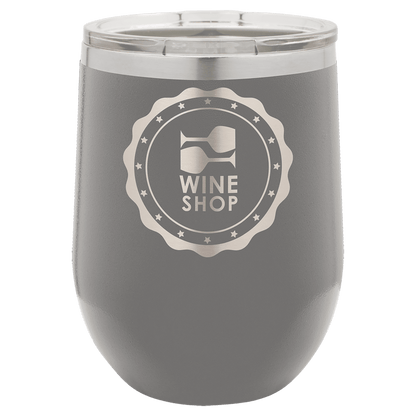 Custom Engraved Polar Camel 12 oz. Stemless Wine Tumbler with Standard Lid