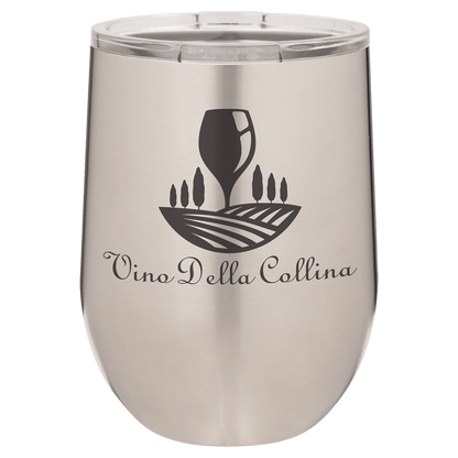 Custom Engraved Polar Camel 12 oz. Stemless Wine Tumbler with Standard Lid