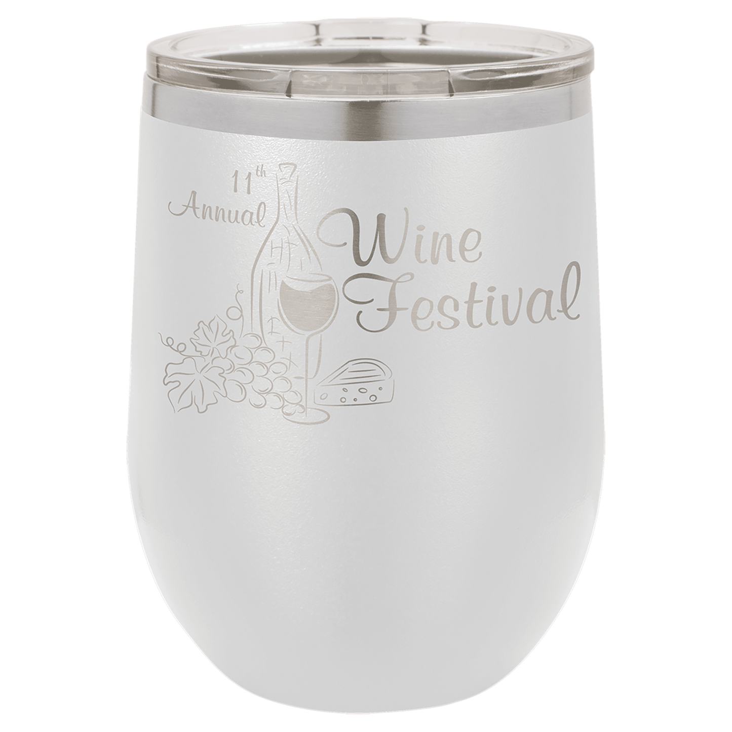 Custom Engraved Polar Camel 12 oz. Stemless Wine Tumbler with Standard Lid