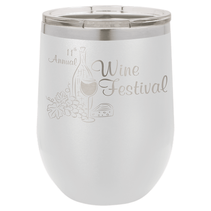 Custom Engraved Polar Camel 12 oz. Stemless Wine Tumbler with Standard Lid